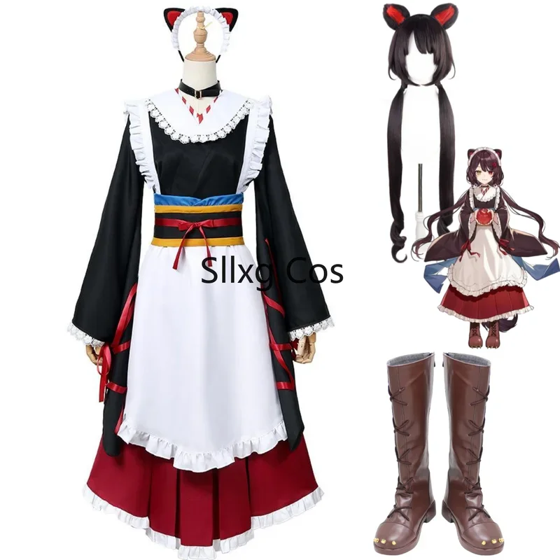 

FC6Anime Virtual YouTuber NIJISANJI Inui Toko Cosplay Costume Wig Japanese Maid Attire Dress Boot Woman Kawaii Christmas Pa@FC8！
