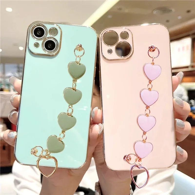 Heart Chain Wristband Rope Phone Case For Honor Magic 3 4 5 6 Lite 100 90 50 10 Lite 80 70 60 30 20 Pro HONOR Note 10 Soft Cover