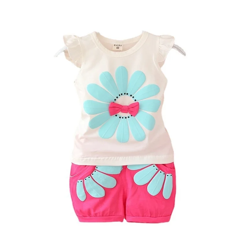 New Baby Girls Clothing Outfits Brand Summer Newborn Infant Sleeveless T-shirt Shorts 2pc/Sets Clothes Casual Sports Tracksuits