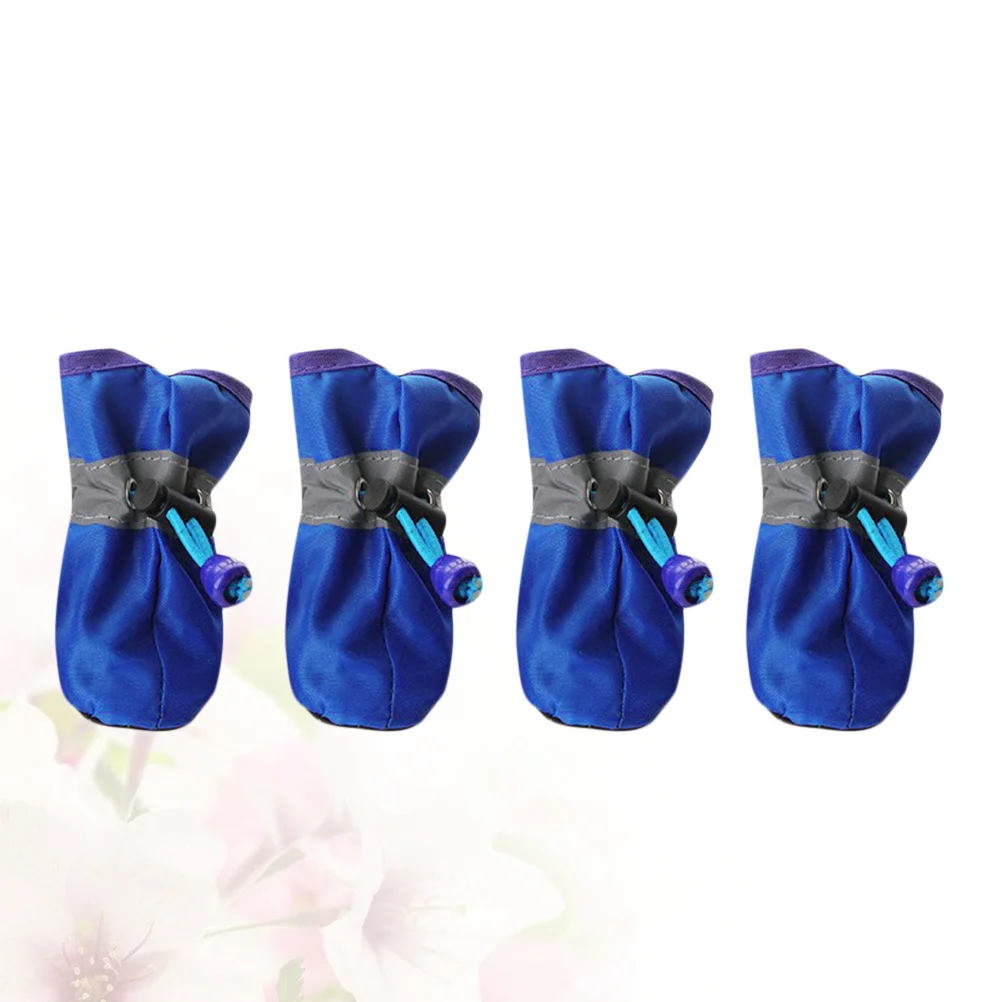 

4Pcs Dog Shoes for Small Breeds Weatherproof Pet Rain Shoes Lightweight Comfortable Outdoor Walking Boots Blue
