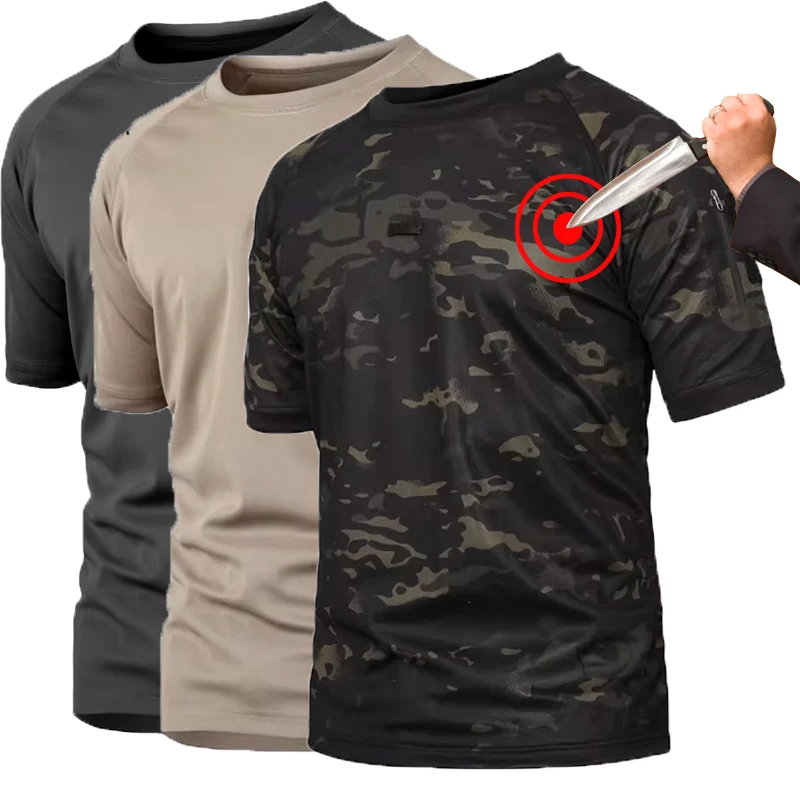 

Anti cut safety t shirt stealth anti knife t shirt body protection anti stabbing security officer work clothes self defense tops