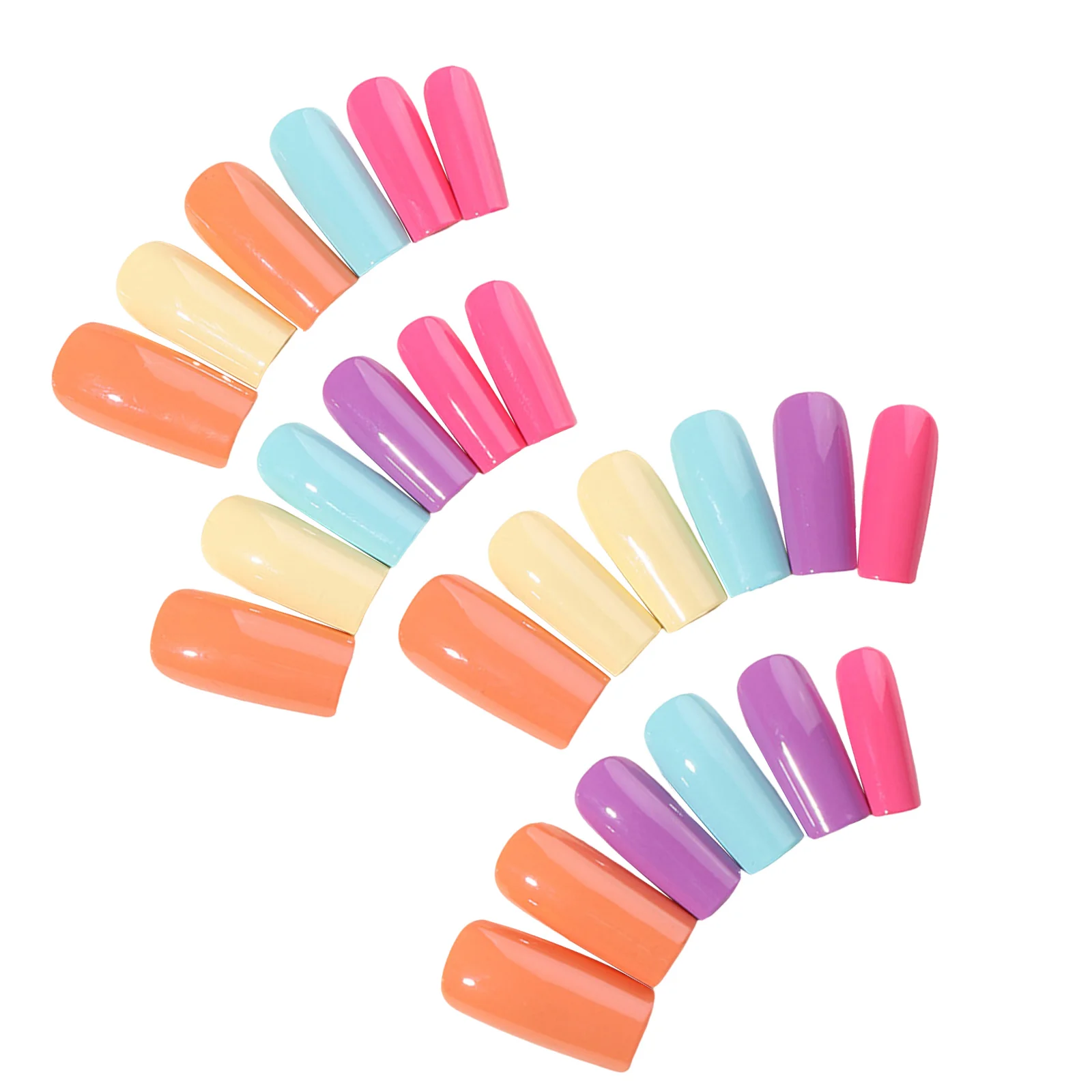 Solid Colorful Long Fake Nails Long Lasting Safe Material Waterproof False Nails for Hot Girl Dress Matching