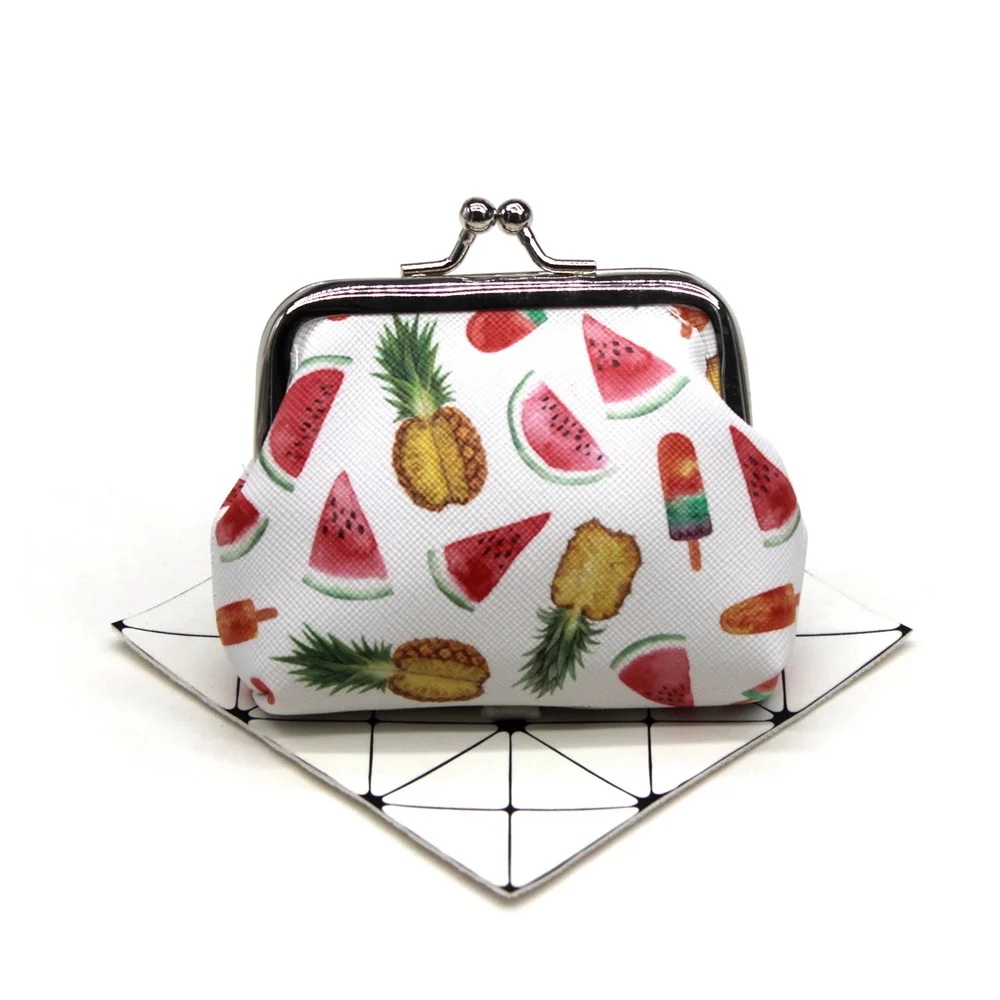 Monederos con estampado de frutas para niños y mujeres, carteras pequeñas de almacenamiento, Portable, Kawaii, dibujos animados