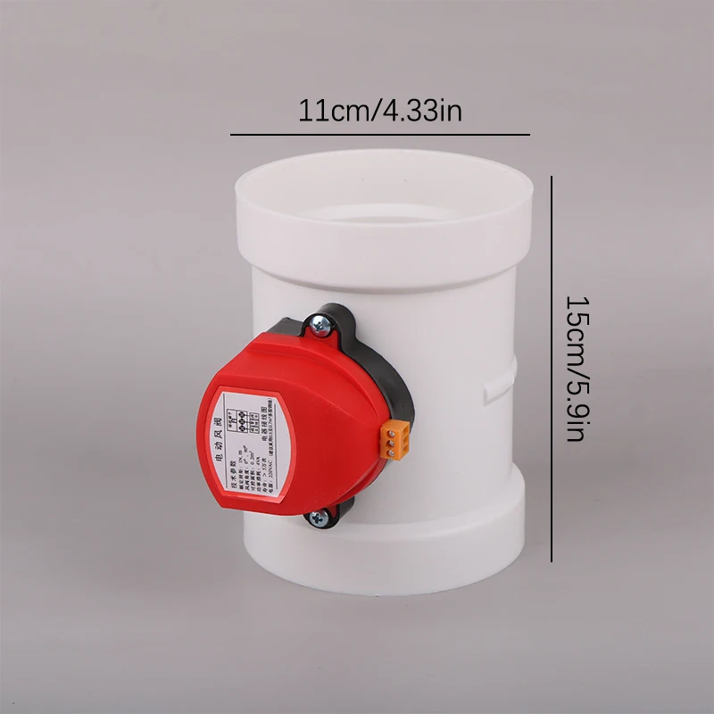 220V AC Plastic PVC Electric Air Damper PVC Motorized Pipe Control Check Valve 75mm 110mm Round Pipe Air Volume Controller