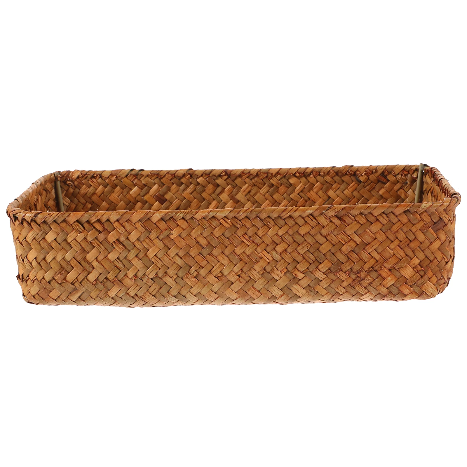 

Orange 26X12X5CM Straw Cutlery Organizer Basket for Knife Fork Chopsticks Storage Sundry Tray Silverware Holder