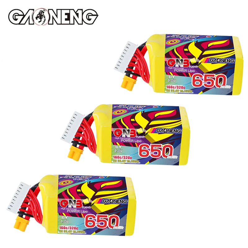 3Pcs GNB 8S 30.4V 650mAh 160C/320C HV LiPo Battery Softcase for RC Car Truck Buggy FPV Drones Quadcopter Airplane RC Parts