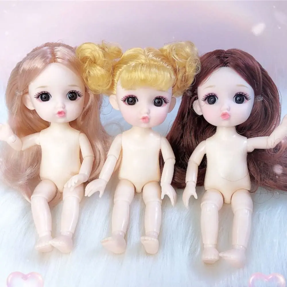 Kunststoff Puppenkopf Neu mit goldbraunem Haar Spielzeug Puppe Gelenk DIY Kopfbedeckung 1/8 Puppe/17 cm Puppe