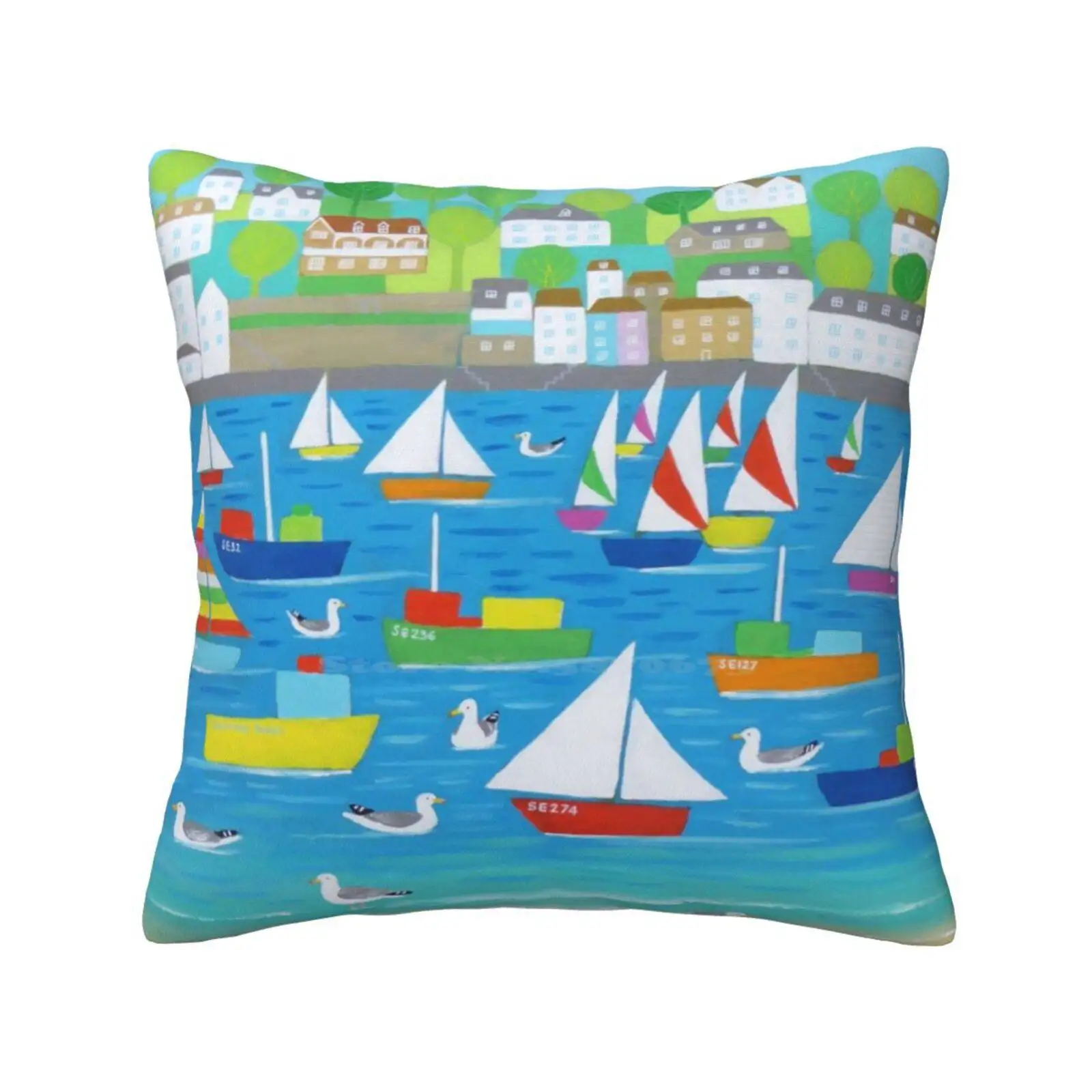 Salcombe Seagulls Pillows Case Bedroom Home Decoration Devon South Hams Kingsbridge Brixham Hope Cove Holiday Seasided Boats