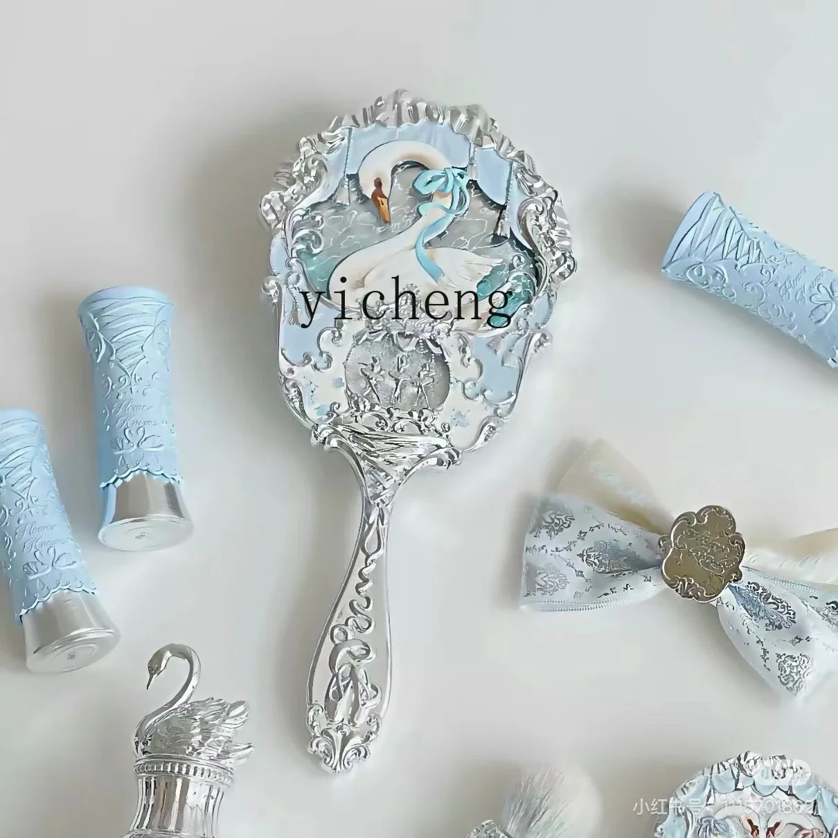 l23 mirror swan ballet periphery handheld mirror blue and white porcelain chocolate