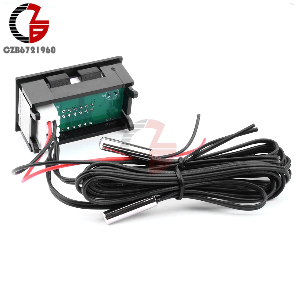 DC 5-80V LED Dual Display Digital Temperature Sensor NTC Metal Waterproof Probe Heating Cooling Controller Thermometer -50~+125℃