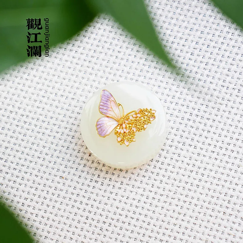 1PCS White Jade and Brass Paperweight, Classic Chinese Calligraphy Desk Accessory, Collector Scholar Gift