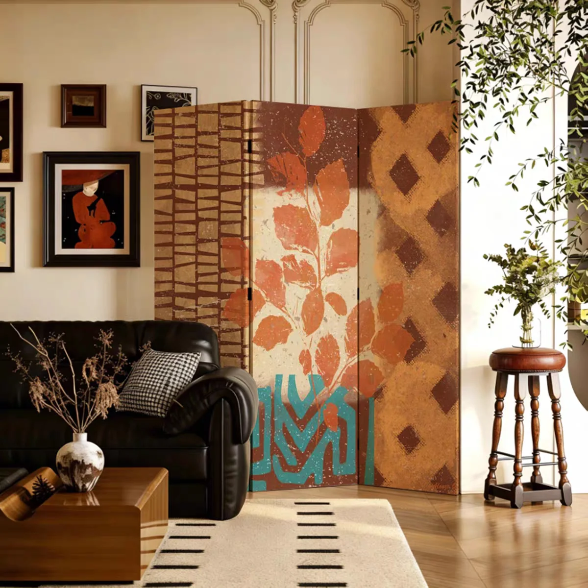 French medieval art folding screen partition living room foldable mobile office bedroom privacy background decoration