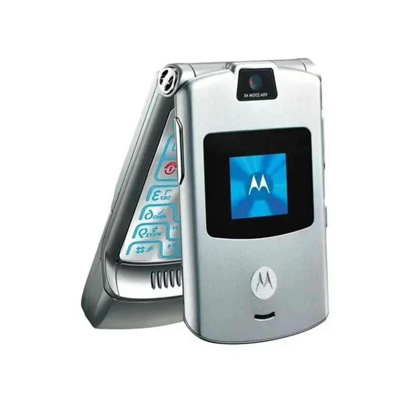 모토로라 RAZR V3 블루투스 플립 휴대폰, 더블 디스플레이, 시니어 고속 통화 단추, 큰 키 큰 소리, FM GSM 850, 900, 1800/1900