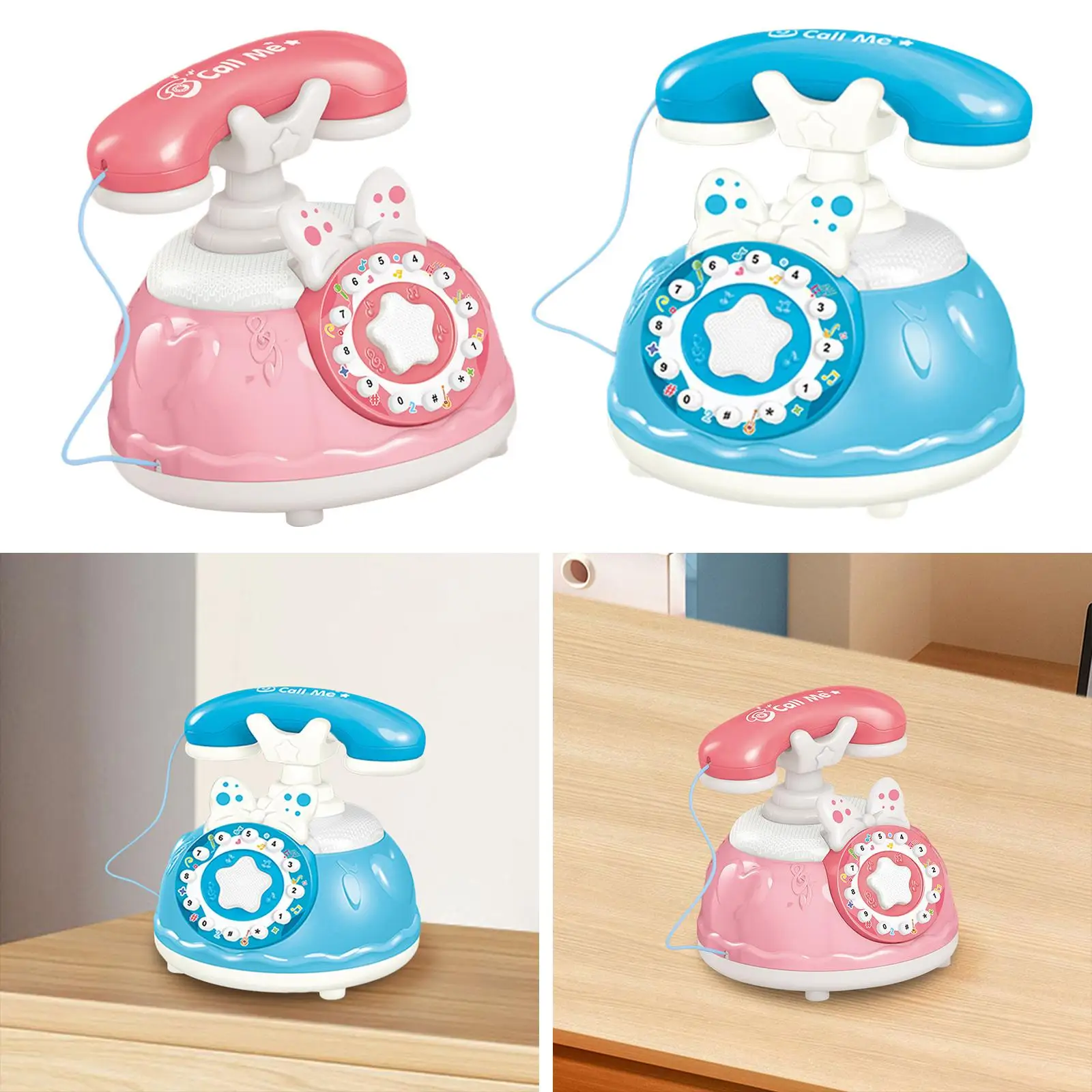 Baby Phone Toy with Light and Sound Fine Motor Skill Cartoon Playhouse Toy Gift Princess Phone for Children Boy Girl Ages 3 Kids