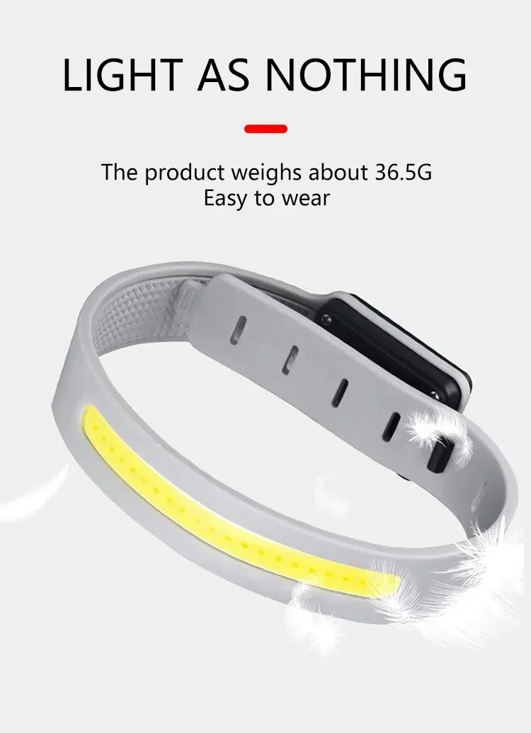 Ultralight COB outdoor Light Type-charging Bracelet Waterproof And Sweat Resistant Lightweight Protable running Warning Light