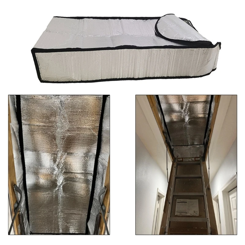 Energy Saving Attic Door Insulation Cover Reflective Aluminum Film Attic Stair Ladder Insulators Zippers Pull Down Tent