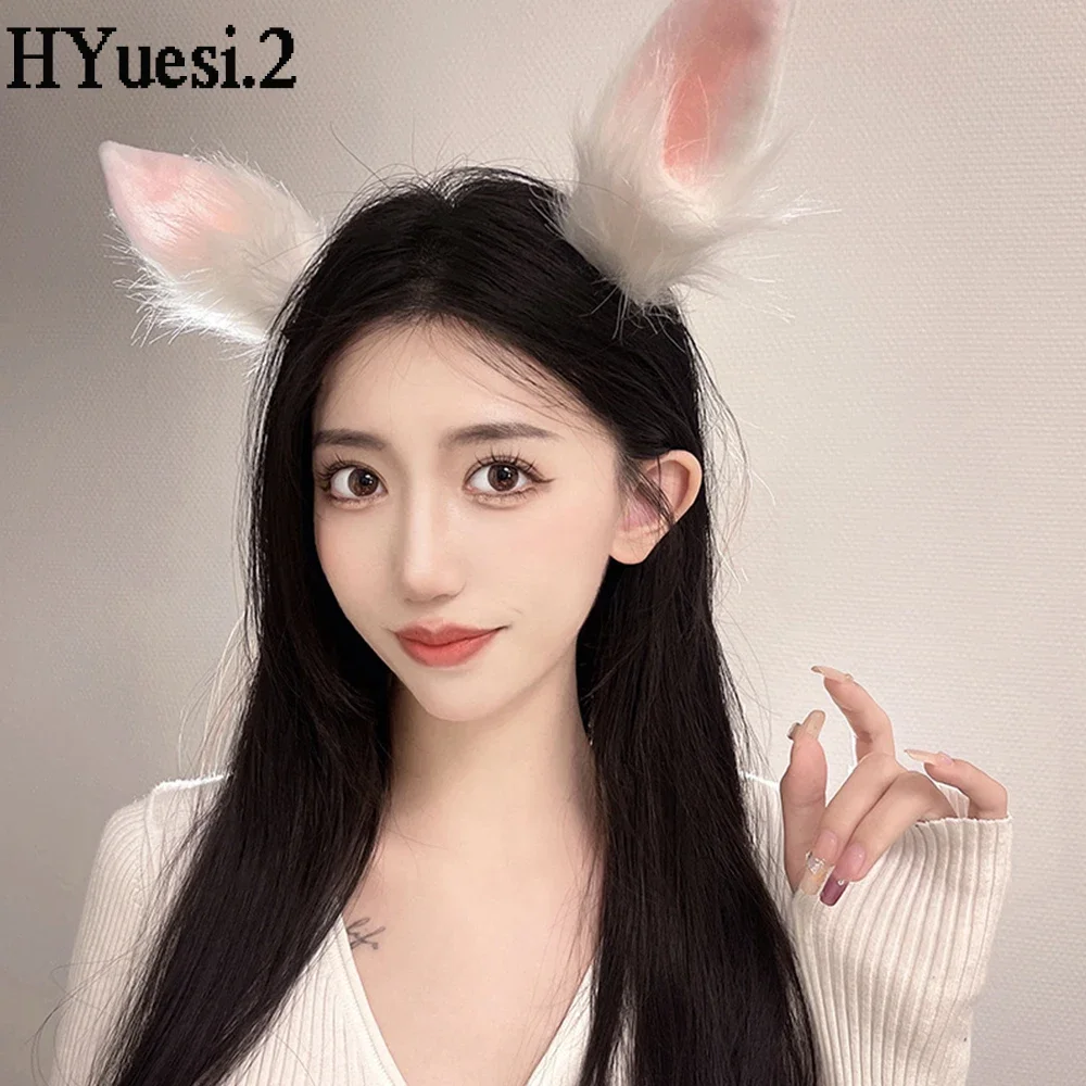 Cute Furry Bunny Ears Hair Clips Plush Rabbit Ear Duckbill Hairpin Barrettes For Girls Easter Halloween Cosplay Props Headress