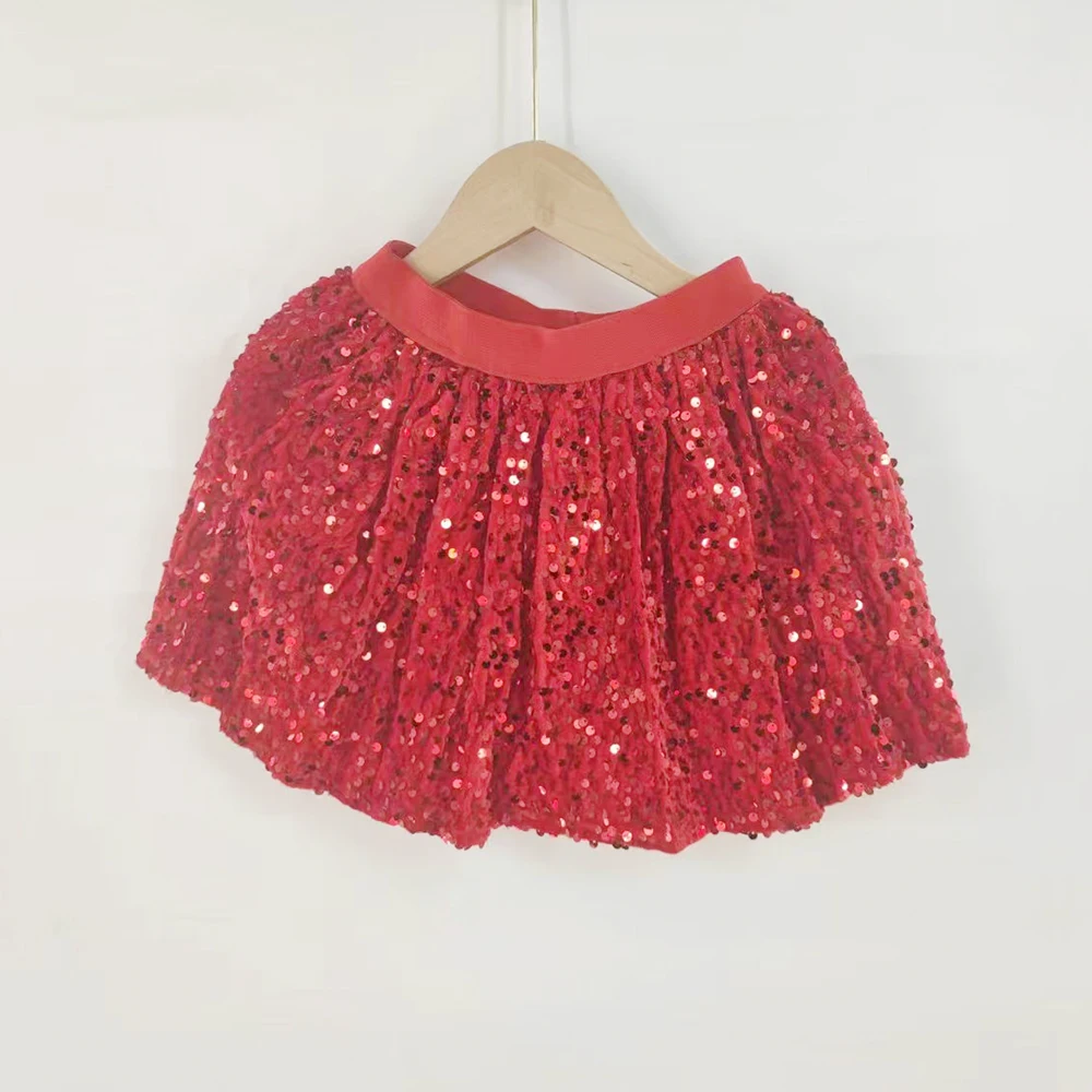 Sequined tutu skirt Midsize child skirt European and American children\'s skirt Gold pompadour skirt