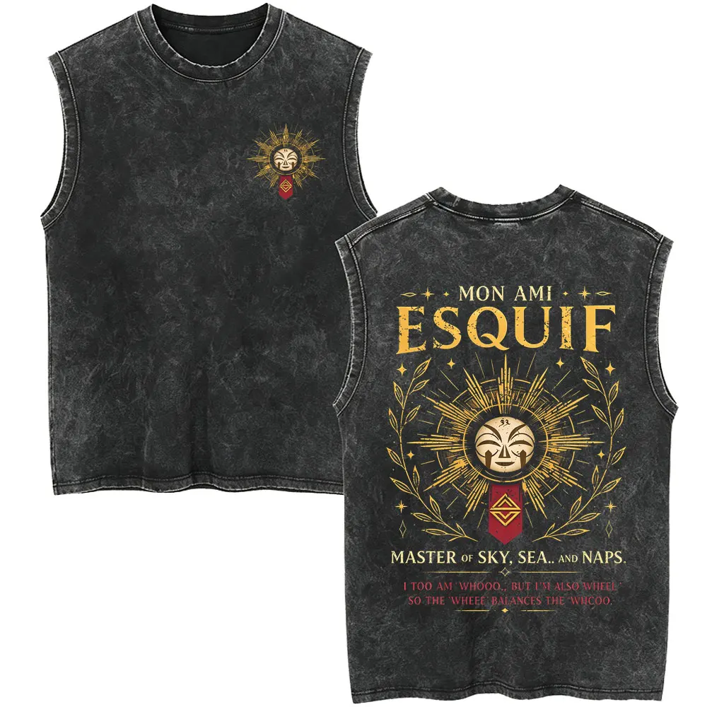 Game Clair Obscur Expedition 33 Vintage Washed Tank Tops Men's Women Clothing Casual Oversized Crewneck Sleeveless Vest T Shirts