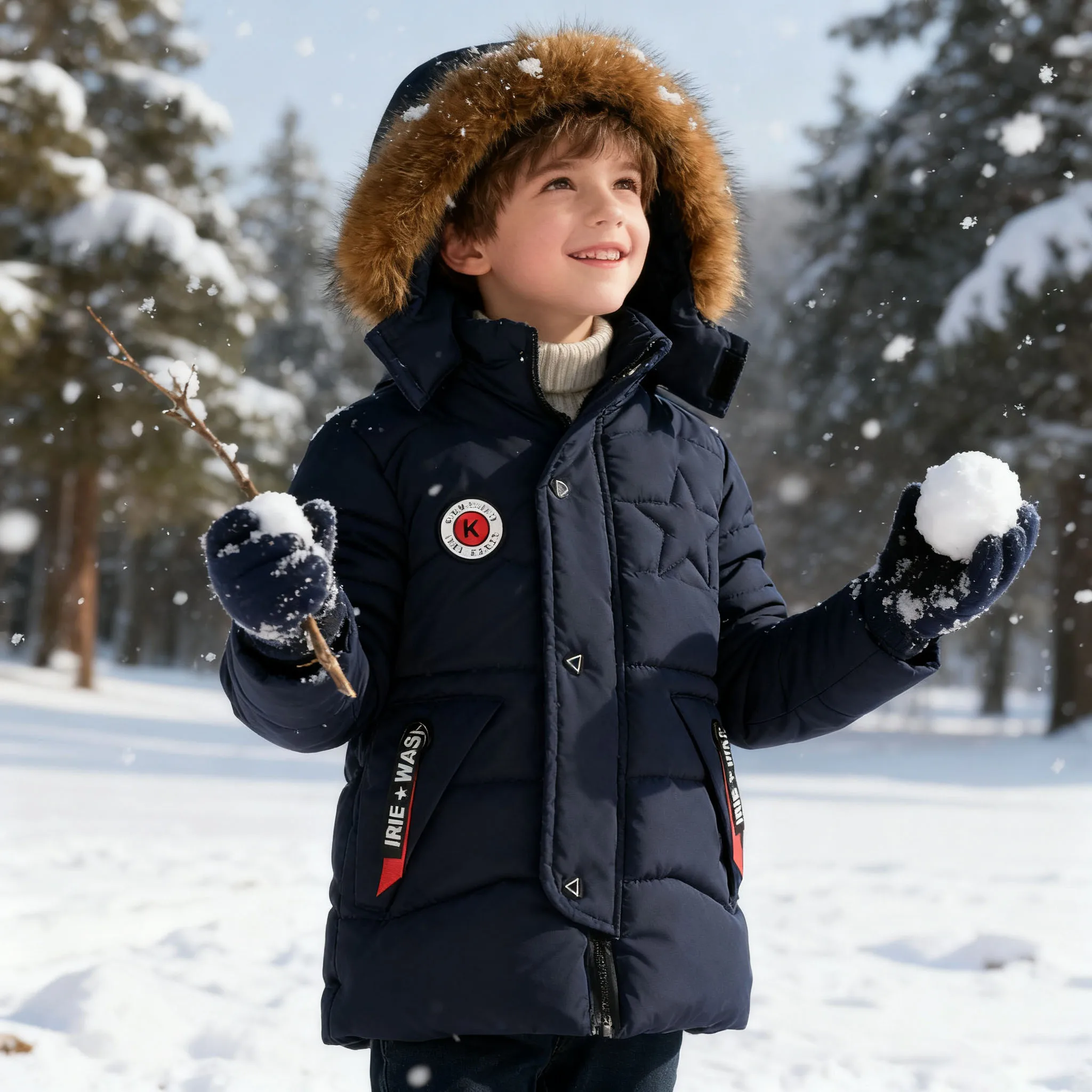 

Boys Long Jacket Coat Overcoat fashion Cotton Blue Black Khaki Warm Thicken Winter Snowsuit Children's Clothing new year costum