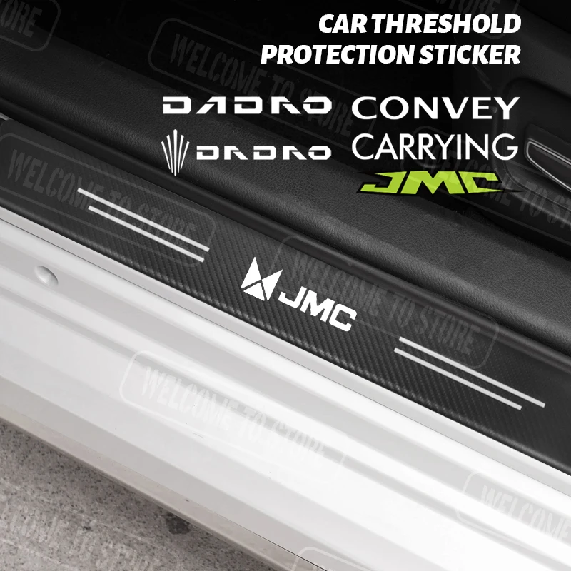 4/5 Uds para JMC Grand Avenue DADAO transporte Convey camión logotipo alféizar de puerta de coche pegatina de fibra de carbono Protector maletero puerta trasera