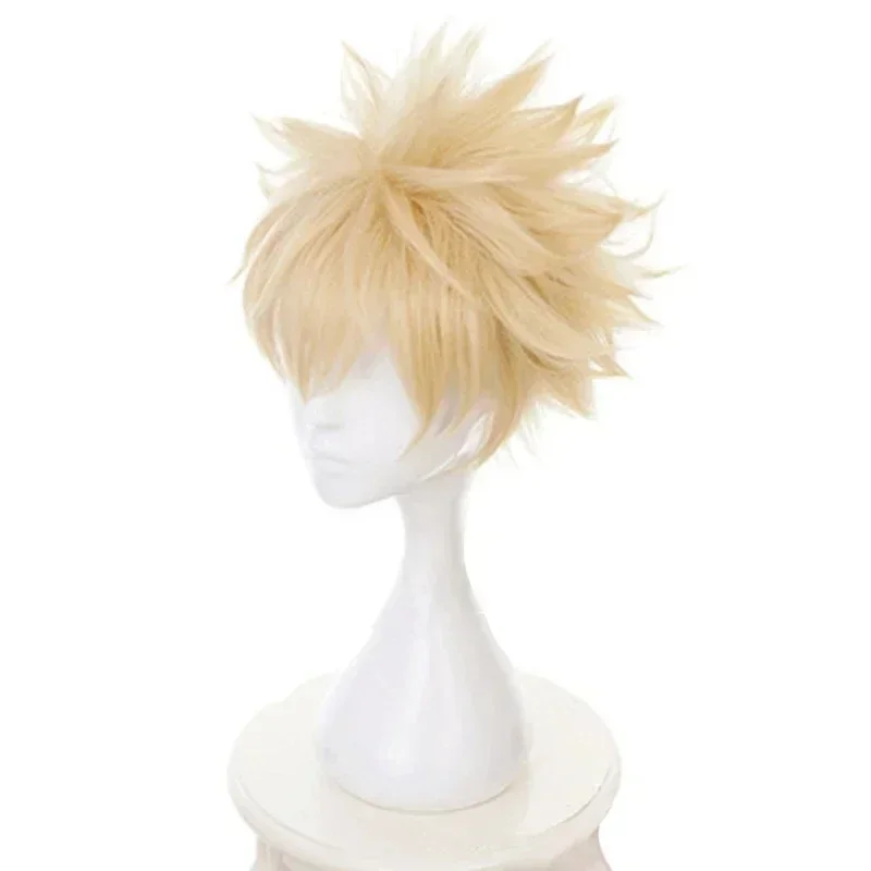 Meu herói academia baku nenhum herói bakugou katsuki bakugo peruca sintética curta linho loira resistente ao calor cosplay traje anime peruca