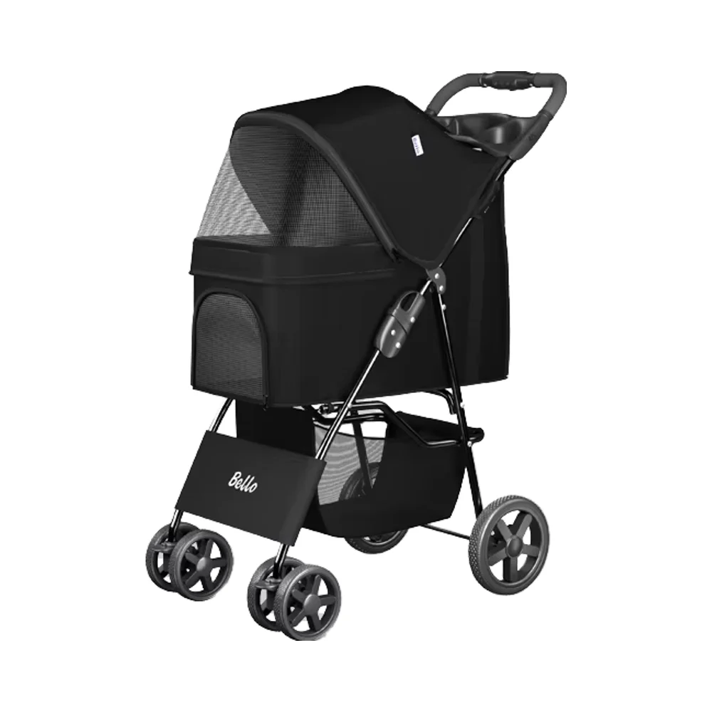 

Складная роскошная 4-колесная коляска для домашних животных с льняной корзиной для хранения, удобная портативная переноска для маленьких собак/кошек