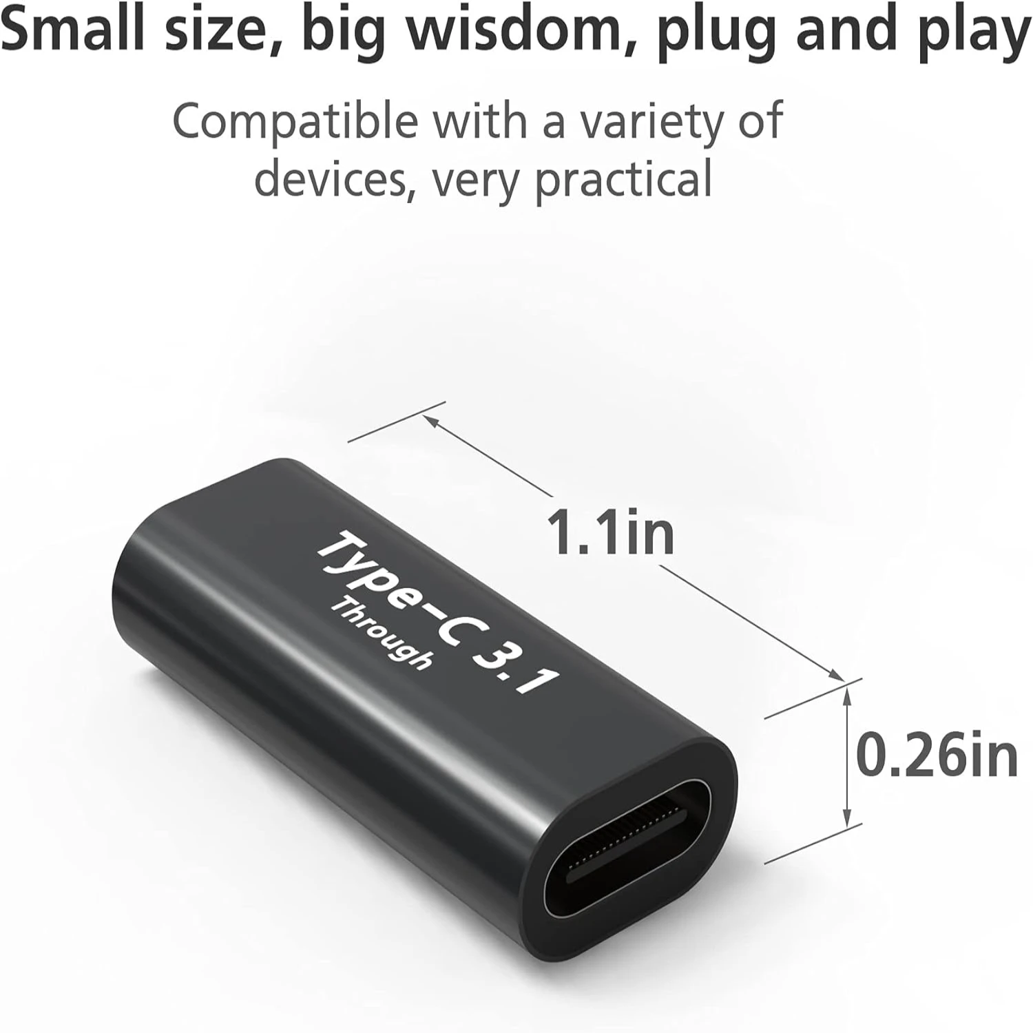 Серый комплект из 4 высокоскоростных двойных двойных разъемов Type-C PD 100 Вт USB 3.2 3.1 Gen-2, удлинитель-удлинитель, передача данных 10G USB-C