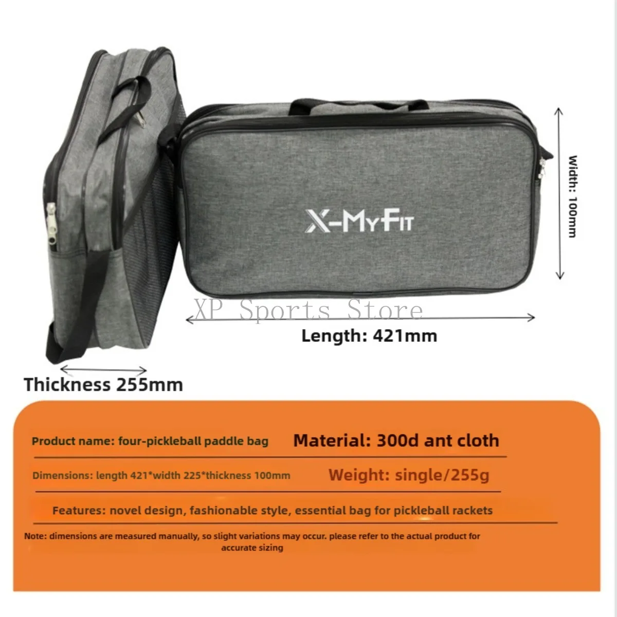 حقيبة كرة بيكلبول ذات سعة كبيرة - قماش النمل، تصميم بسيط، حمل على الكتف/محمول، يحمل 4 مجاديف، تخزين رياضي سهل