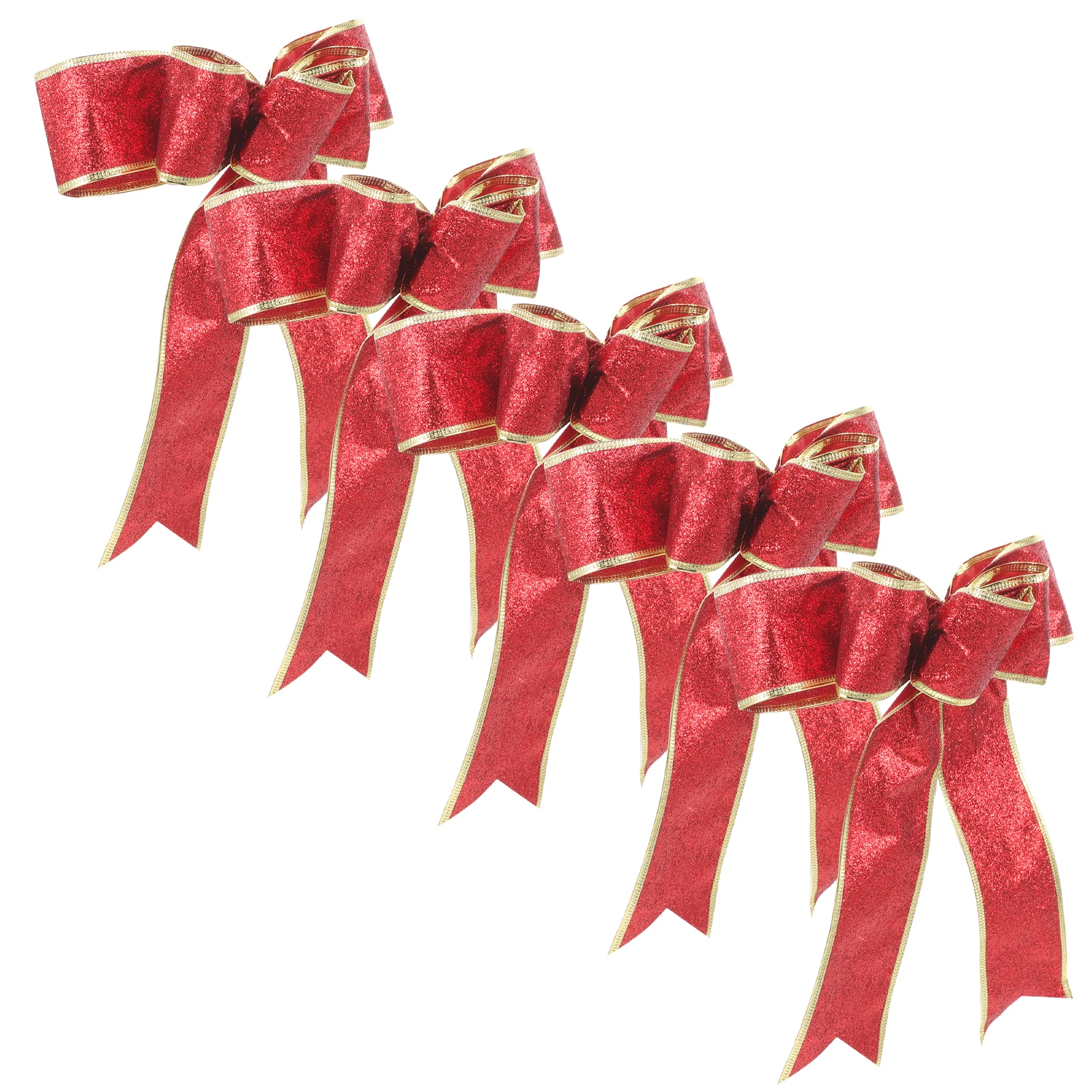 

5 Pcs Christmas Ribbon Bows for Tree Decorations Gift Knot naments Holiday Festive Cloth Bow Tie Packaging Supplies