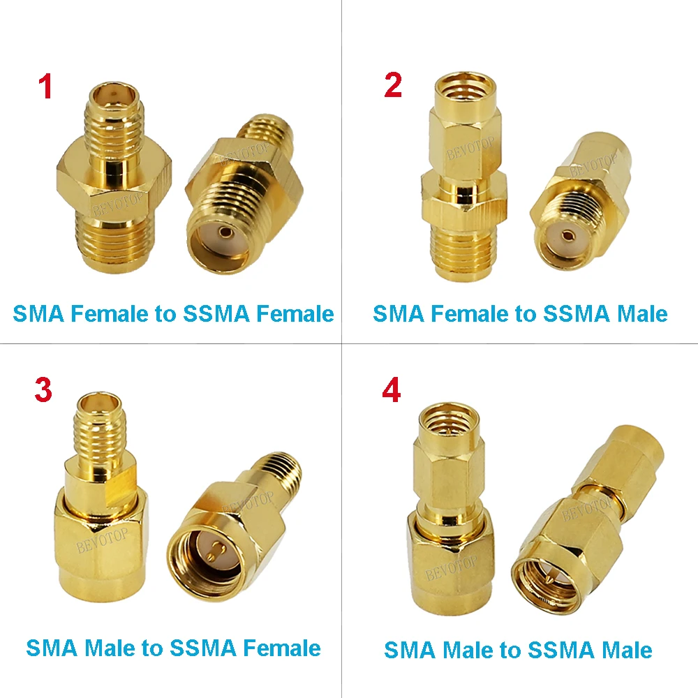 10PCS SMA to SSMA Mini Male/Female to Male/Female Straight Adapter RF Coaxial Connectors High Quality Coaxial Connectors