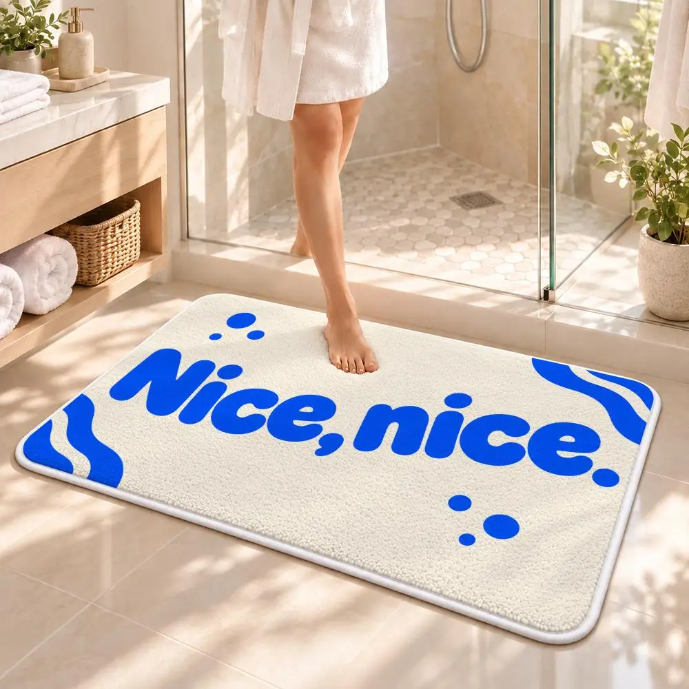 Nice Typography Floor Mat Flannel Rug Soft Non Slip Washable Door Mat for Bathroom Bedroom Kitchen Home Decor