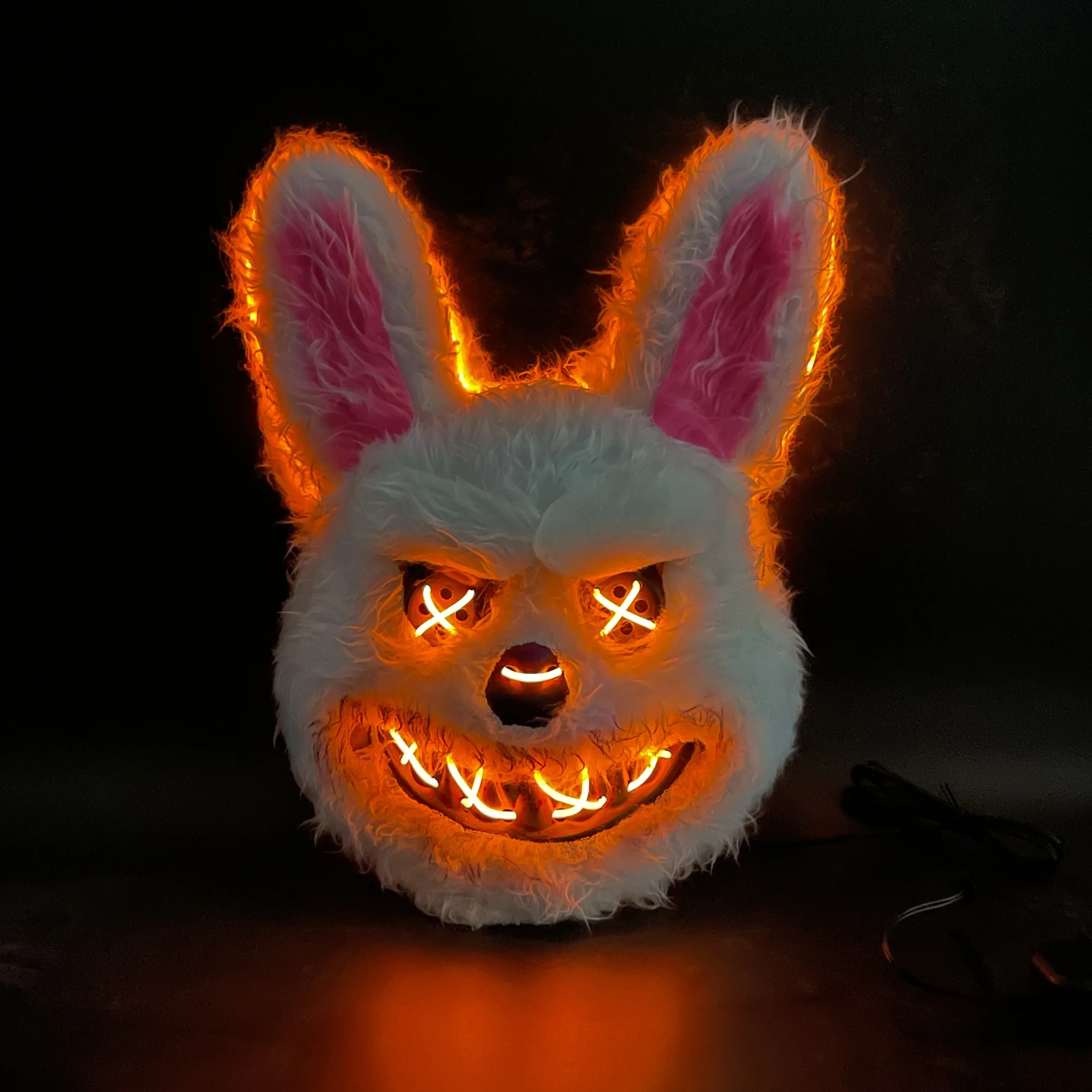 

LED Glow Animal Mask Halloween Horror Cos Rabbit Bear Decoration Props Simulate Fur Mask Cosplay Costume Party Decoration New