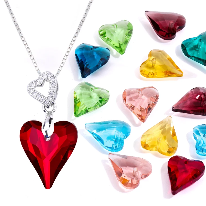 10Pcs Crystal 6240 Wild Heart Pendant Glass Austria Loose Heart Beads Rhinestones for DIY Earring Necklace Jewelry Accessories