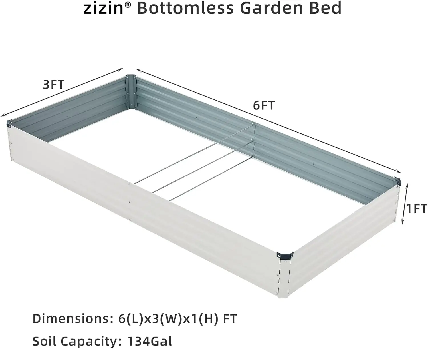 Imagem -02 - Kit Exterior à Prova de Poeira Grande Jardim Levantado Cama Bottomless Metal Plantador Caixa para Legumes Bege 6x3x1ft