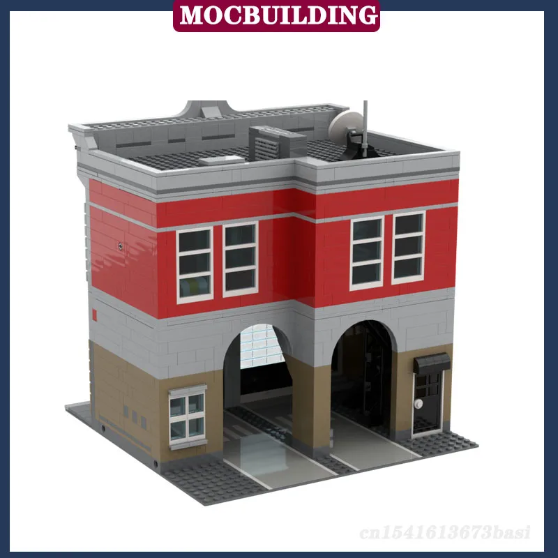 City Street View Fire Station Model Building Block Assembly MOC Fire Truck Building Collection Series Toys