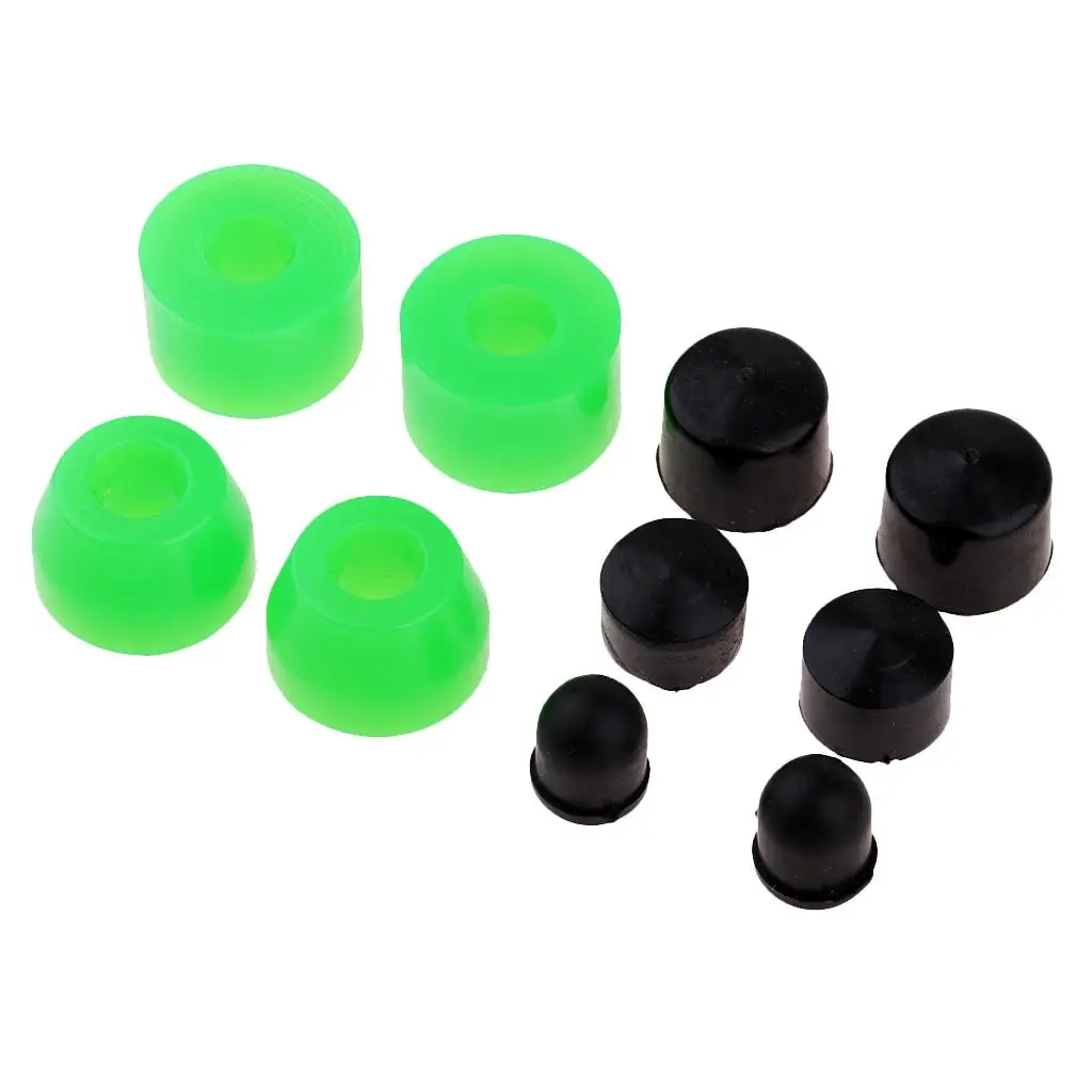 10pcs Skateboard Bushings, Trucks Cups Hardware, for Skateboard Truck Longboard Cruiser, Green, Black, 85A