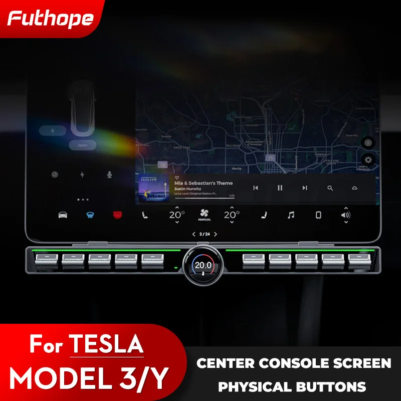 Futhope Physical Control Multi-function Button For Tesla model 3 model Y highland 2021-2024 AMD Rotating LCD Display