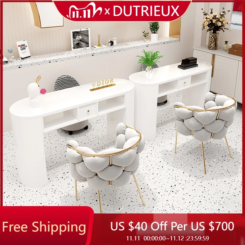 

Nordic Modern Nail Desk Makeup High Quality Minimalist Simple Manicure Table Reception Mesa Tavolo Per Unghie Salon Furniture