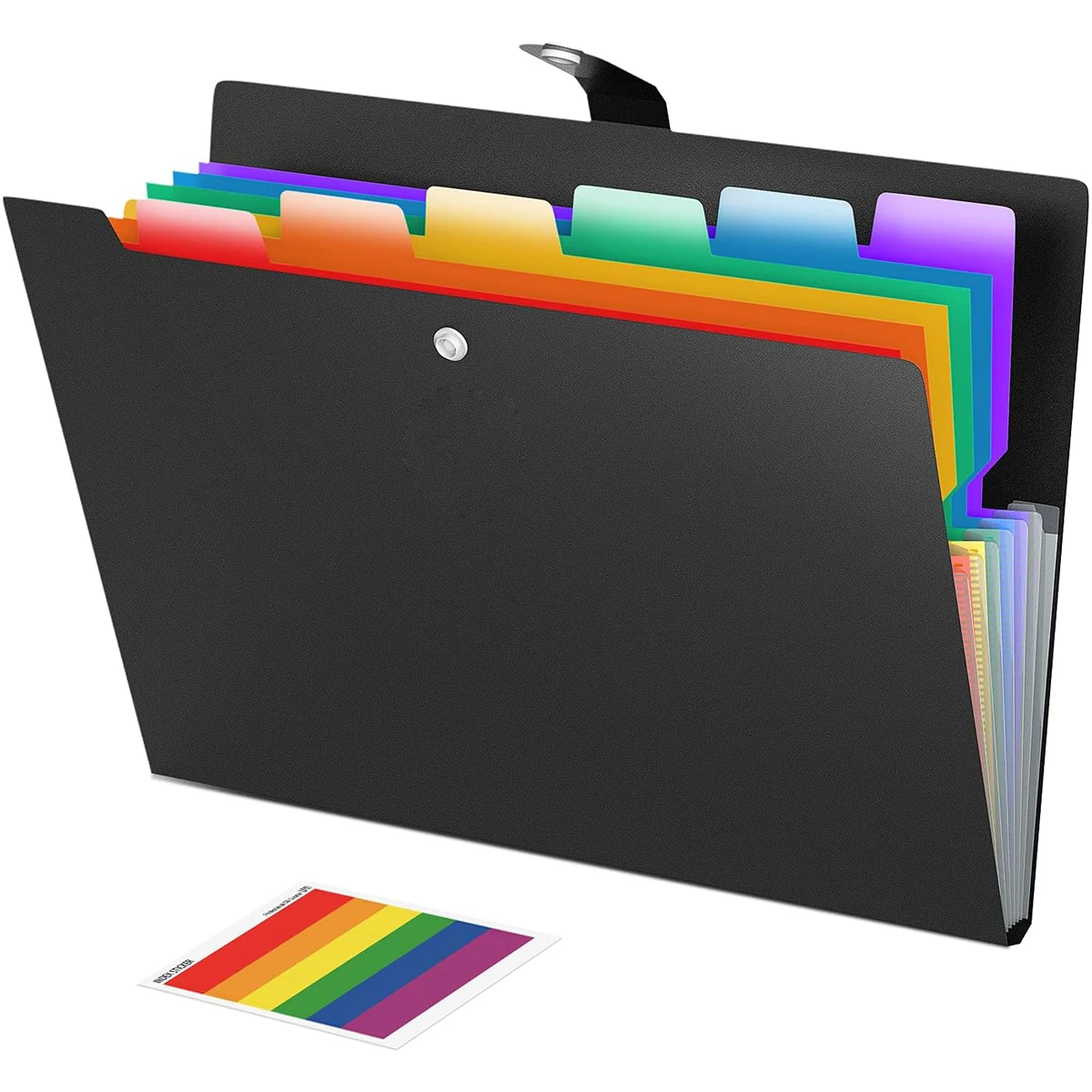 7-layer A4 classification folder, button closure, multi-purpose storage bag, suitable for school, bill organization