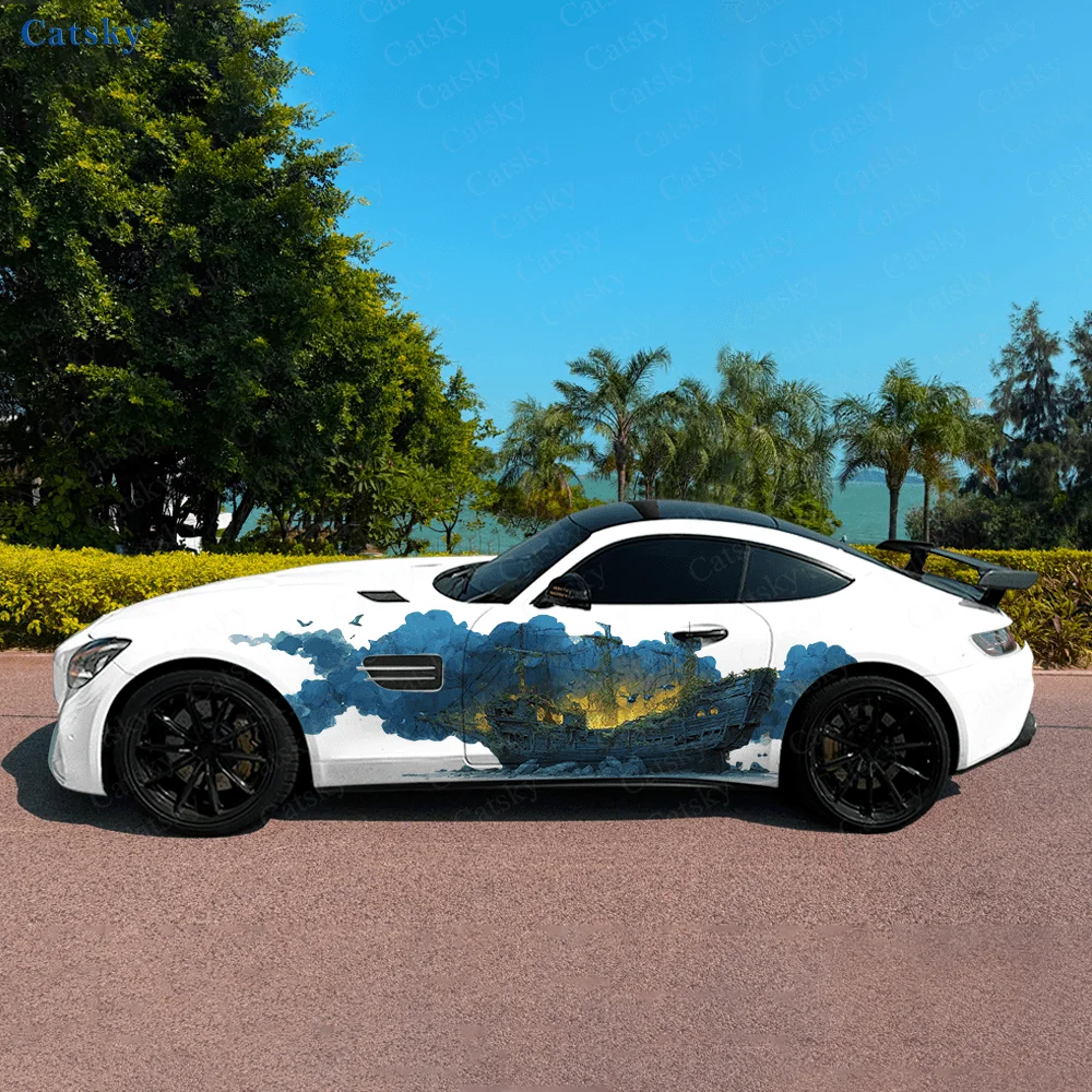 

Smoke Pirate Ship Night Car Vinyl Wraps Decal Self-adhesive PVC Sticker Suitable for Trucks SUV Decoration Auto Accessories Gift