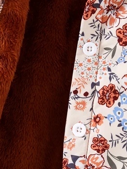 Girls Floral Fleece Jacket 4 Autumn/Winter New Women's Children's Fashion Full Print Flower Print Fleece Lined Thickened Hooded Jacket For Daily Casual Wear 4