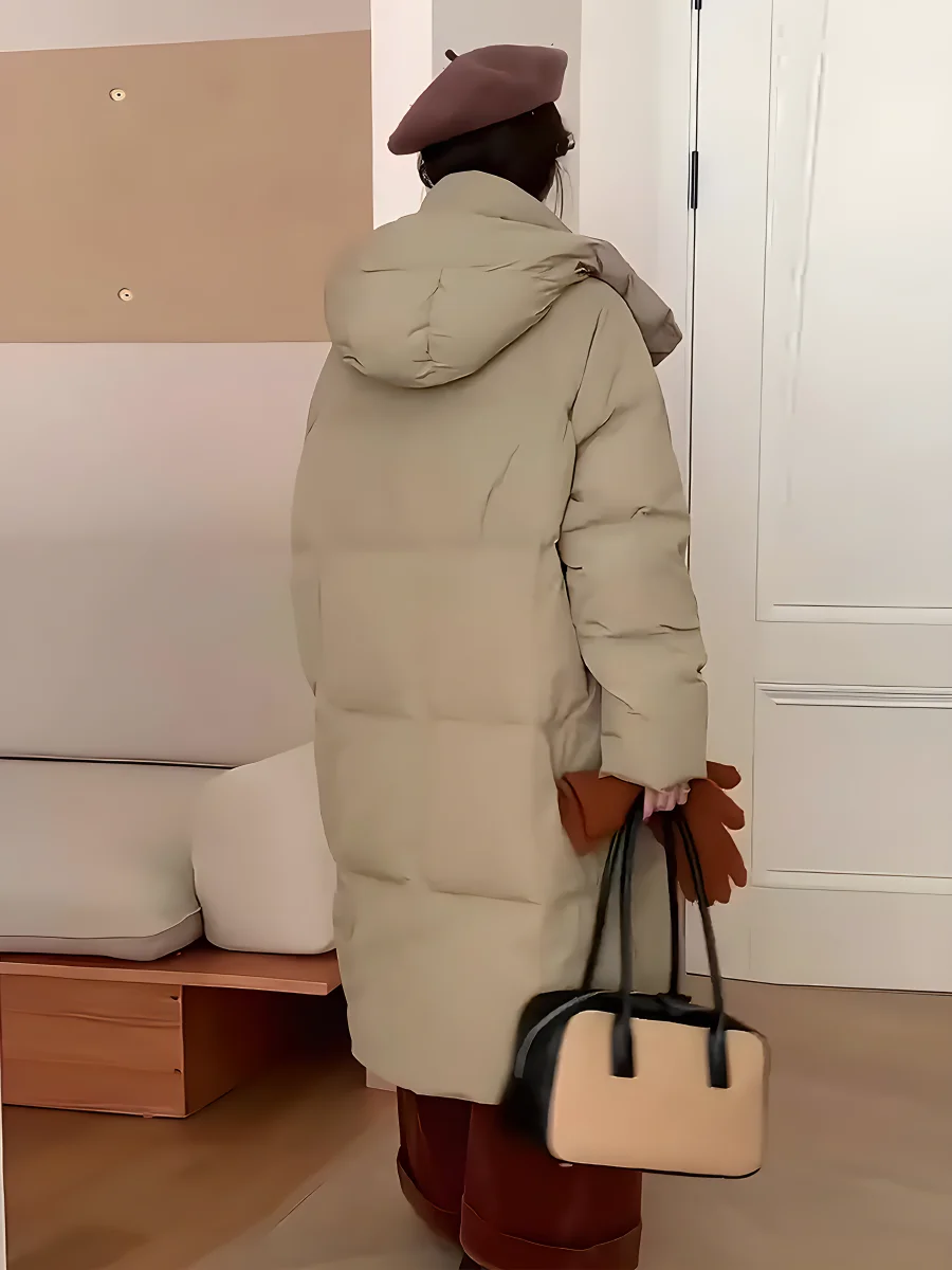 Cappotto Invernale Imbottito da Donna, Bianco Caldo, Versatile e alla Moda, Lunghezza Media, per il Pendolarismo