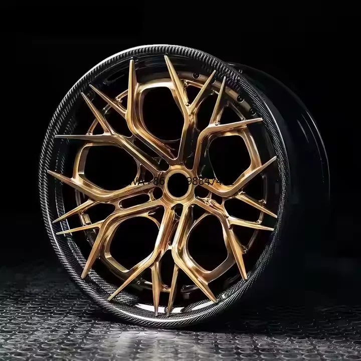 

glossy gold carbon fiber wheel 18 19 20 21 22 inch for Mercedes Lamborghini urus 2-piece Passenger Alloy