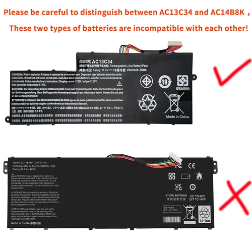 Imagen 2 del producto AC13C34 batería del ordenador portátil para Acer Aspire V5-122P V5-132P E3-111 E3-112V E3-111-C0M6 E3-111-C0UM E3-111-C5AL ES1-111M MS237