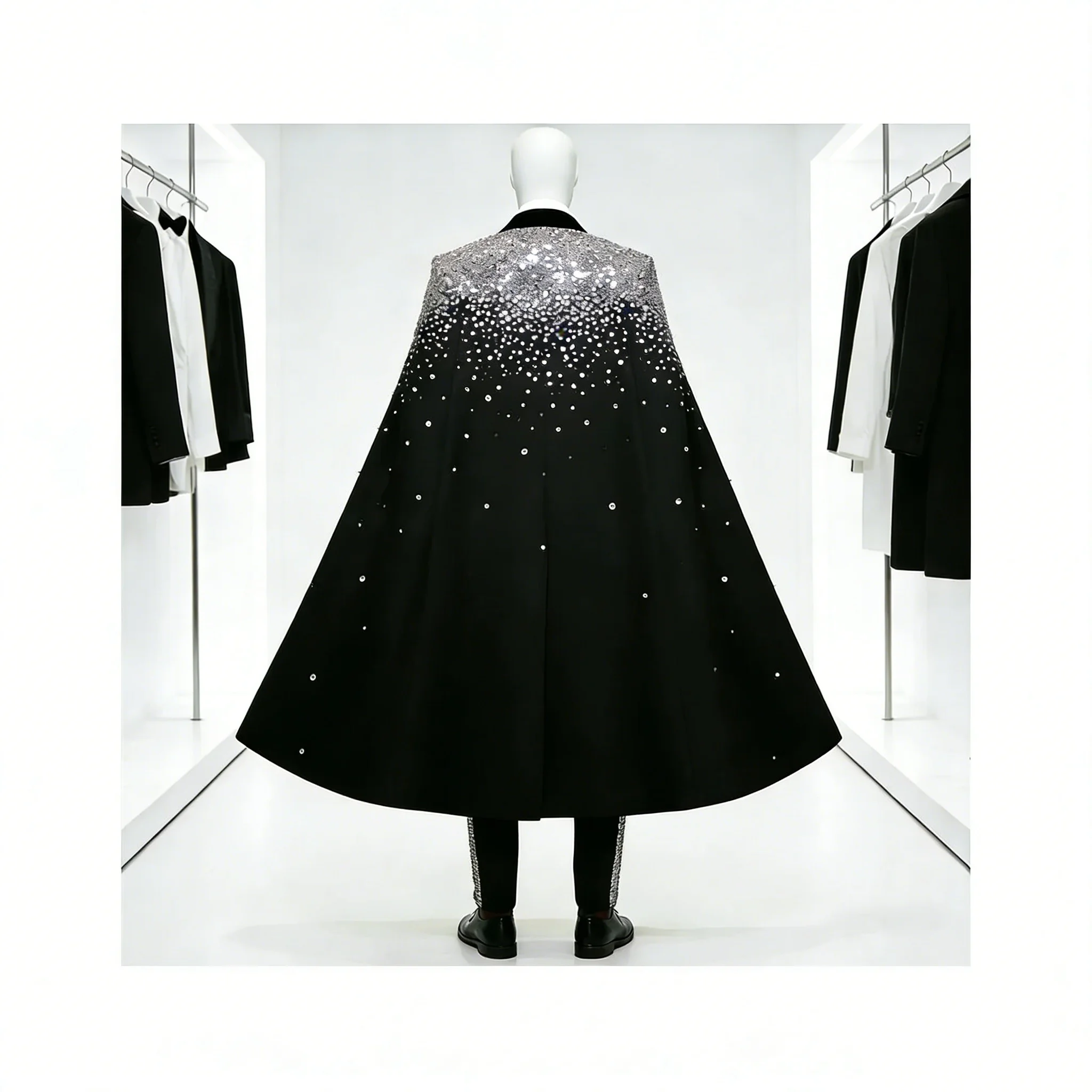 Red Carpet Show Mens Tuxedos Customized Luxury Beading Prom Party Groom Wear Birthday Photography Formal Outfits 2 Pieces