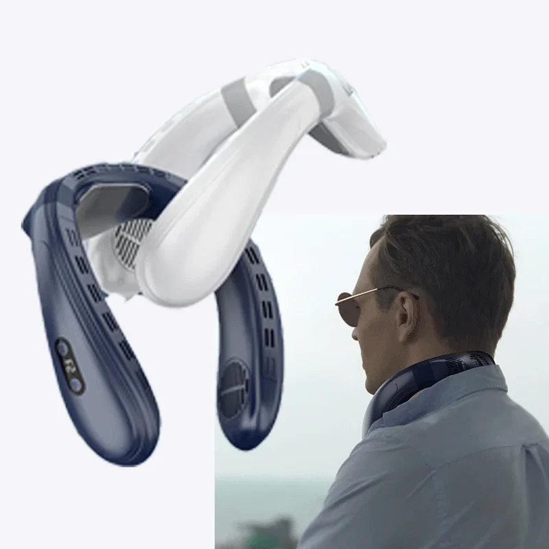 

Новинка 2024, шейный портативный вентилятор для шеи, перезаряжаемый полупроводниковый охлаждающий безлопастный вентилятор, переносной Многофункциональный охладитель