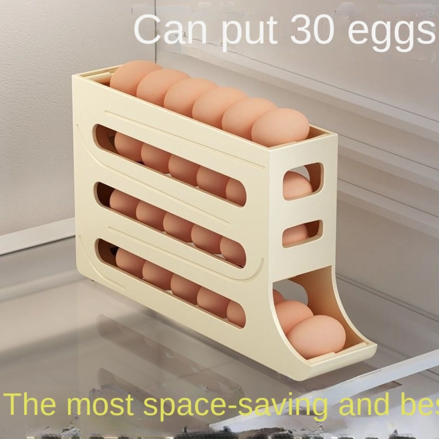 Clutter-Free Large Capacity Automatic Rolling Egg Dispenser For Refrigerator - Easy-Access, Space-Saving Plastic  Solution Mixer