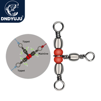 DNDYUJU Three Way Barrel Swivel Fishing Connector Stainless Steel Ring With Beads Fishhooks Lure for Fishing Accessories Goods