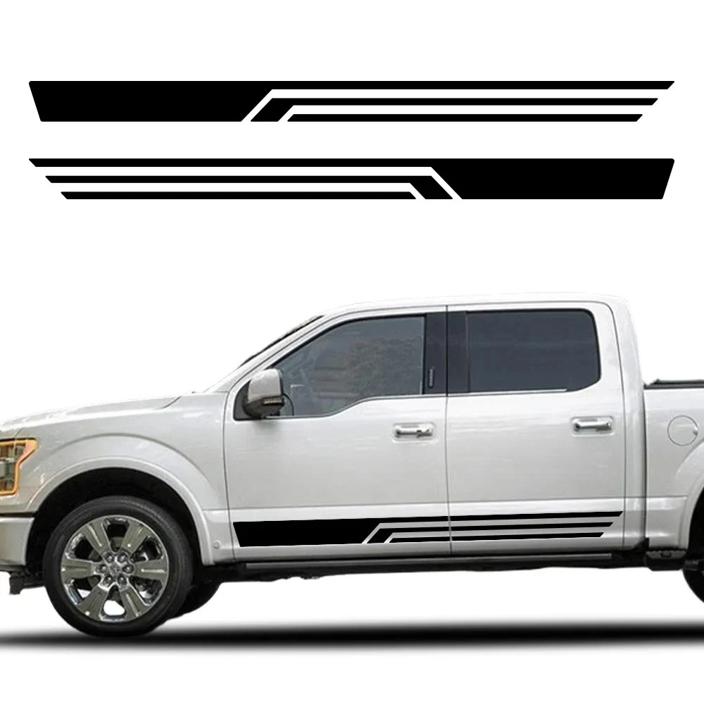 2PCS Car Side Skirt Long Stripe Stickers Car Vinyl Decals Self-Adhesive Waterproof Auto Decor Accessories For Ford F-150 Raptor